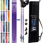 York Nordic Purple Haze Design Hiking & Walking Poles - Lightweight, Adjustable, and Collapsible - Pair w/flip Locks, Rubber feet and Travel Bag (Nordic)