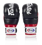 Fairtex FGV18 Super Sparring Grappling MMA Gloves (Black/Red, Medium)