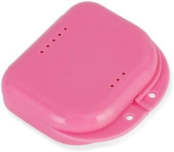 Annhua Orthodontic Retainer Case Dental Mouthguard Container with Vent Holes, Denture Holder Box Clear Aligner Case Slim for Household|Travel|Office - Pink - 12 Months Warranty