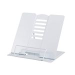 Blizzow Desk Book Stand Holders for Reading Hands Free, Durable Metal Adjustable Book Stand, Sturdy Lightweight Foldable Portable Bookstand -Cookbook, Recipe, Tablet, Music Book, Documents (White)