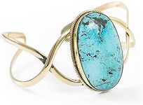 AYANA Turquoise Brass Bracelet | Stone of Healing & Protection | Throat Chakra | December Birthstone | Handcrafted with Ethically Sourced, Natural, Pure Gemstones, Gemstone Brass, turquoise