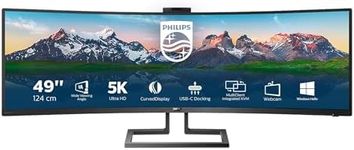 Philips 499P9H- 49 Inch Curved Dual QHD Monitor, 70Hz, 5ms, VA, WebCam, Speakers, USB-C Dock, KVM, Height Adjust (5120 x 1440, 450 cd/m², HDMI/DP 1.4/USB 3.1 / USB-C)