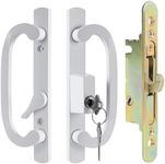 MaxxGeek Keyed Sliding Patio Door Handle Set with Mortise Lock, Zinc Diecast, Offset Thumbturn, Fits 1-5/8" to 1-3/4" Door Thick, 3-15/16" Hole Spacing, Non-Handed, White