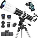 Telescope, 90mm Aperture 900mm Professional Telescopes for Adults Astronomy - High Powered Multi-Coated Portable Refractor Telescopes for Beginners & Kids with Travel Carry Bag, Phone Adapter