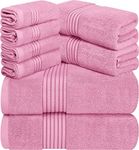 Utopia Towels 8-Piece Premium Towel Set, 2 Bath Towels, 2 Hand Towels, and 4 Wash Cloths, 100% Ring Spun Cotton Highly Absorbent Towels for Bathroom, Sports, and Hotel (Pink)