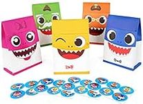 20pcs Baby Shark Party Gift Bags & Stickers for Kids Birthday Supplies and Party Decorations Bag,Shark theme Party Favors Small Paper Goodie Bag Used to Store Candy, Small Toys, Prizes and Loot