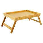 WKWKER Bamboo Breakfast Trays With Folding Legs Portable Bed Tray Table Snack Serving Platters Tray (Natural)