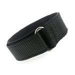 Watch Band Nylon One Piece Wrap Sport Strap Black Adjustable Velcro 22 millimeter