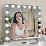 Goteud Vanity Mirror with Lights, Hollywood Lighted Makeup Mirror with 17 Dimmer Bulbs for Dressing Room & Bedroom, 24"×21" Slim Aluminum Frame Design, Tabletop or Wall Mounted