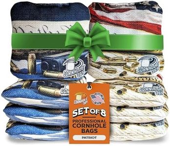 Cornhole365 Dual Sided Professional Cornhole Bags - Heavy-Duty Double-Stitched Polyester Fabric & Resin Filling for All-Weather - Regulation Corn Hole Bean Bags - Patriot Themed - Set of 8