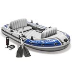 Intex Excursion Inflatable Boat Set with Aluminium Oars and Pump, 4 Person