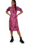 Chi Chi London Women's Short Sleeve Floral Midi Dress in Burgundy Cocktail, 10