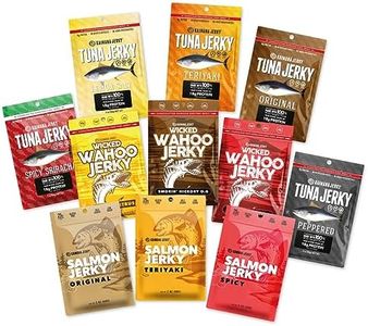 Kaimana Jerky Variety Pack - Ahi Tuna, Salmon & Wahoo Ono Fish Jerky - All-Natural, Wild-Caught, Protein-Packed, Omega-3 Rich - Made in Hawaii - 11 Bags, Great Gift for Dad or Military Care Package
