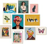 Roslynity Eclectic Wall Art Prints Set of 10 Maximalist Decor Canvas Gallery Colorful Matisse Picasso Van Gogh Aesthetic Artsy Posters for Home Living Room Bedroom (UNFRAMED)