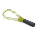 Joseph Joseph Twist Silicone Whisk – Foldable Kitchen Whisker Tool, Heat-Resistant & Easy to Store, Ideal for Baking and Cooking, Grey/Green