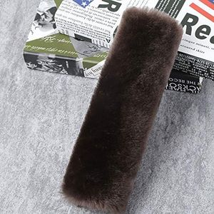 OGLAND Genuine Sheepskin Soft Fuzzy Car Seat Belt Pad,Comdy Fluffy Seat Belt Cover for Shoulder Pad Neck Cushion Protector Car Accessories Woman Man Girl Kids(1Pcs/Teak)