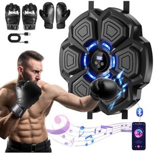2025 Music Boxing Machine Upgrade - Smart Bluetooth,Two Pairs of Gloves.Multiple Modes.Wall-Mounted for Home/Office/Gym.Ideal for Adults and Kids.Space-Saving,Brings Fun Workouts and Family Fun.