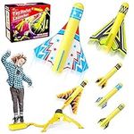 Jasonwell Toy Rocket Launcher for Kids Sturdy Launch Toys Fun Outdoor Toy for Kids Gift for Boys and Girls Age 5 6 7 8 9 10 Years Old (3 Foam Rockets+3 Stunt Planes)