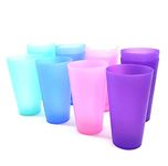 Unbreakable 32-Ounce Plastic Restaurant-Style Beverage Tumblers Ice Tea Glasses | Set of 12 in Coastal Colors