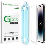 amFilm OneTouch Designed for iPhone 14 Pro Max 6.7'' Glass Screen Protector, [2 Pack] Easiest to Install, Bubble Free, Full Coverage, Case Friendly