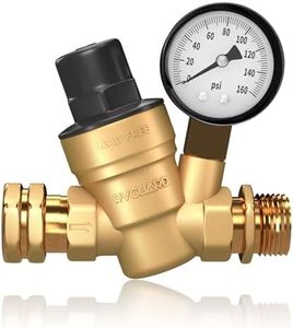 RVGUARD RV Water Pressure Regulator Valve, Brass Lead-Free Adjustable Water Pressure Reducer with Gauge and Inlet Screen Filter for RV Camper Travel Trailer