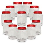 6 x 1000ml Round clear Plastic Storage Jar with screw top lids, airtight BPA free food storage containers for kitchen, Hardware Storage, canisters