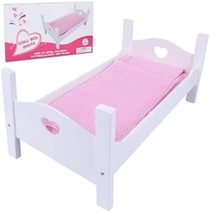 Offelec Doll Furniture Accessories for American Girl Dolls-Miniature Furniture Set, Realistic Dollhouse Furniture for Kids, Non-Toxic & Easy to Assemble,Perfect for Imaginative Play (White Doll Bed)