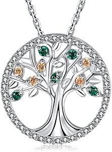 MEGA CREATIVE JEWELRY Collar Árbol de la Vida Colgante para Mujer Regalo Madre Esposa Abuela Joyería Plata 925 con Cristales