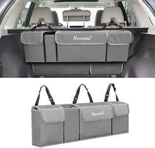 Car Trunk Organizer and Storage, Backseat Hanging Organizer for SUV, Truck, MPV, Waterproof, Collapsible Cargo Storage Bag with 4 Pockets, Car Interior Accessories (Gray)