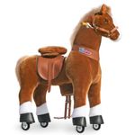 PonyCycle Mechanical Ride On Pony Hobby Horse Toy with Wheels Classic Model U Plush Walking Animal Rideable Horse for Older Big Kids Ages 7 to adults Indoor Outdoor Riding Horse Toy Brown Ux524