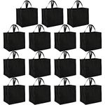 Tosnail 15 Pack Large Foldable Reusable Grocery Tote Bags Shopping Bags - Black