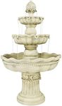 Sunnydaze 51-Inch H 3-Tier Outdoor Water Fountain with Pineapple Top - White