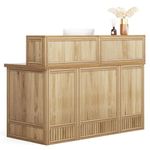 Tribesigns Reception Desk with Counter, 57-Inch Rustic Front Desk Receptionist Table, Boho Welcome Desk Checkout Counter for Office, Retail, Lobby, Beauty Salon