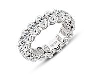 AINUOSHI Eternity Ring, 925 Sterling Silver Ring for Women, Emerald/Oval/Radiant/Round/Cushion Cut Cubic Zirconia CZ Fine Ring, Eternity Engagement Wedding Band Ring, Jewelry Box Packed, stone, Cubic