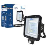 Forus 50W LED Flood Light with Motion Sensor, Auto On/Off | 5-Year Warranty, Waterproof Outdoor High Mast Light | Halogen Cool White for Factory, Garage, Parking, Garden, Shop, Warehouse, Tent | 1 PC