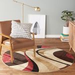 Home Dynamix Tribeca Slade Modern Area Rug, Abstract Brown/Red 5'2" Round