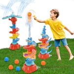 Skirfy Water Sprinkler for Kids,3 in 1 Helicopter Toy for Boys Girls,Dog Water Toys,Catch Ball Game,Outdoor Play Summer Pool Party,Outside Toys,Lawn Backyard,Garden Game Toy for Kids Ages 3 4 5 6 7 8