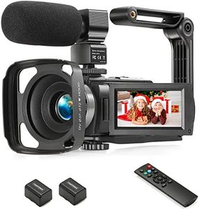 LKX Video Camera Camcorder Full HD 1080P 36.0 MP Webcam YouTube Vlogging Camera Recorder, 16X Digital Zoom Touch Screen Camcorders Camera with Microphone, Remote, Stabilizer, Lens Hood, 2 Batteries