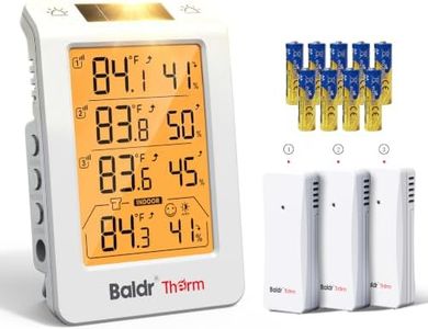 Baldr Wireless Indoor Outdoor Thermometer with 3 Remote Sensors 4.8" LCD