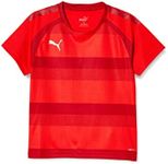 Puma JR 705149 JR 705149 Soccer Short Sleeve T-Shirt, Absorbent, Quick-Drying, Hoop, Game Shirt, for Kids, 24 Fall/Winter Colors Puma Red/Chili Pepper/Puma White (01), 160