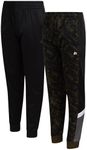 RBX Boys Sweatpants - 2 Pack Stretch Performance Tricot Activewear Boys Joggers Athletic Pants with Side Pockets (Size: 4-20), Size 7, Green Camo/Jet Black