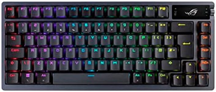 ASUS ROG Azoth - Teclado inalámbrico 75% para juegos, pantalla OLED, montaje en junta, amortiguación de tres capas, interruptores rojos ROG NX intercambiables en caliente y estabilizadores de teclado,