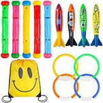 SULOLI Swimming Pool Toys,Diving Toys for Swimming Pool Sinkers for Swimming Kids Dive Sticks Diving Rings Toypedo Bandits for Pool Games Age 1 3 5 7 12