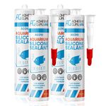 Aquarium Silicone Sealant Clear (4 x 10.5 fl oz) 100% Clear, Solvent Free High Elasticity, Safe for Fresh and Saltwater, Rapid Curing Transparent, 4 Pack