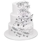 36 Pack Silver Glitter 3D Butterfly Cupcake Toppers Hollow Butterfly Cake Decorations for Birthday Wedding Fairy Party Butterfly Wall Sticker Decal for Background Wall Decoration