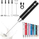 Zulay Kitchen Lux Rechargeable Milk Frother Handheld, 4 Included Whisks - Powerful 2-Speed Motor, Fully Waterproof, 2000mAh Battery - Drink Mixer For Latte, Cappuccino, Matcha, Protein Powder