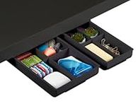 Bostitch Konnect Under Desk Drawer, Self-Adhesive Slide Out Storage Organizer with 4 Customizable Dividers, 2-Pack