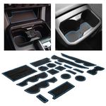 CupHolderHero for Toyota Tacoma Accessories 2016-2023 Premium Custom Interior Non-Slip Anti Dust Cup Holder Inserts, Center Console Liner Mats, Door Pocket Liners 19-pc Set (Double Cab) (Blue Trim)