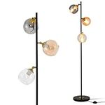 GiantexUK Industrial Floor Lamp, 3-Lights Standing Lamp with Glass Globe Lampshades, Foot Switch and Weighted Base, Tall Tree Stand Up Light for Living Room Bedroom Office Sofa