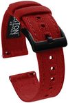 BARTON WATCH BANDS, 18mm Crimson Red - Canvas Quick Release Watch Band Straps - Choose Color & Width - 18mm, 20mm, or 22mm - Black PVD Buckle